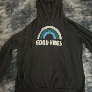 Good Vibes Charcoal Gray women's hooded sweatshirt